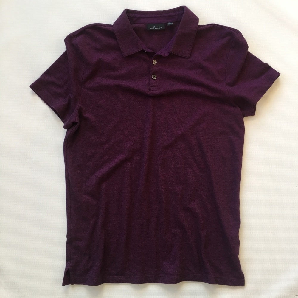 Marc Anthony Purple Slim Fit Polo Shirt, Small